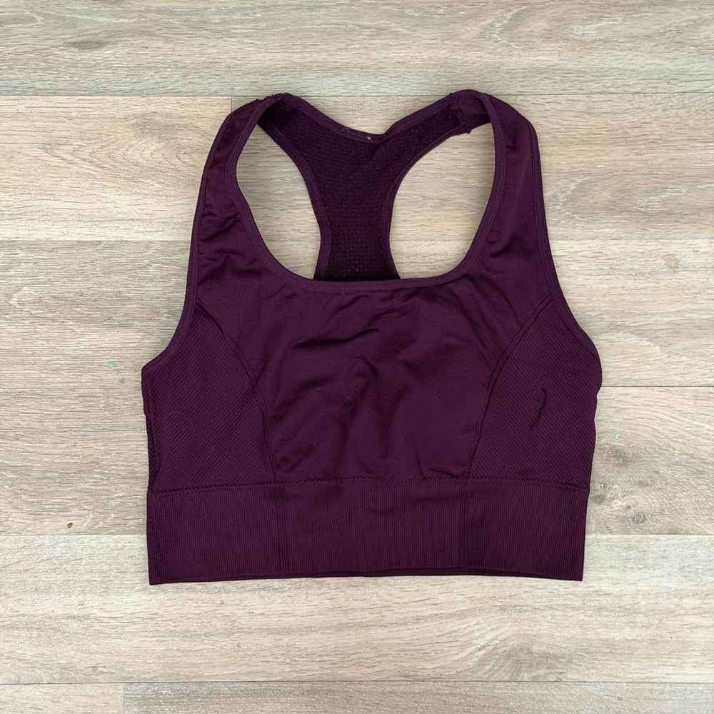 Fabletics Seamless Racerback Sports Bra - Plum